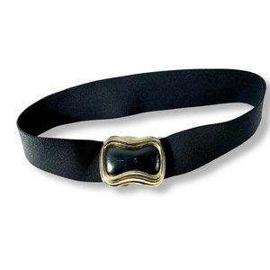 Vintage Day-Lor Elastic Black Belt w/ Gold Clasp Buckle